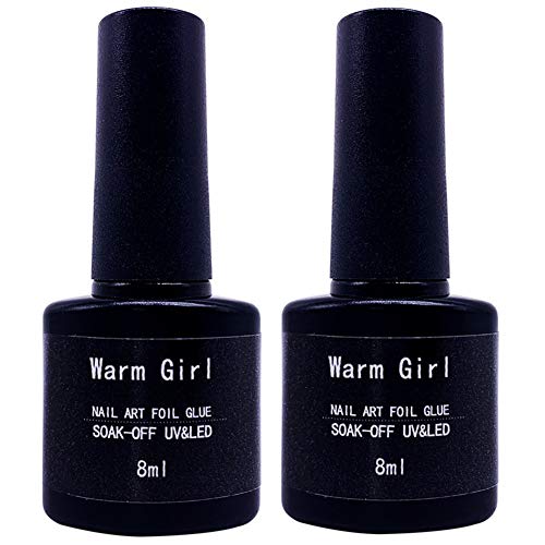 Warm Girl Nail Art Folienkleber Gel für Folienaufkleber Nageltransfer-Tipps Maniküre Kunst DIY 8 ml 2 Flaschen UV LED Lampe erforderlich Soak Off von Warm Girl