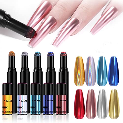 Warm Girl chrome pen nail art SET 8 Stück nail art mirror nagel nailart acrylpulver für nägel pinsel für gelnägel nagellack stift nail chrome powder nageldesign zubehör nail von Warm Girl