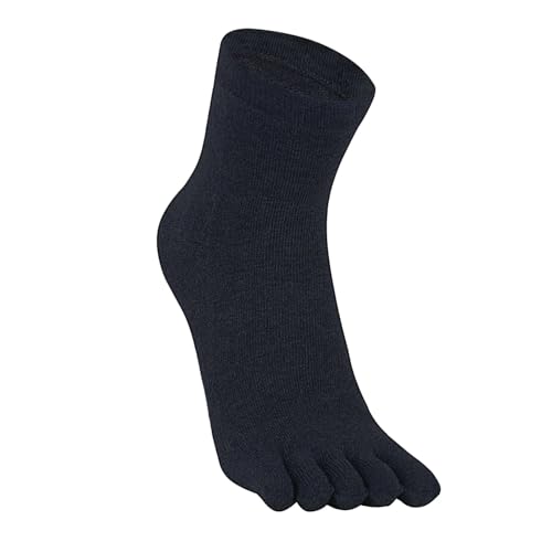 Warm-Han Bequeme Zehensocken Baumwolle 1 Paar Herren Fünf Finger Socken Midi Alltagssocken - Navy Dunkel Gr. 44-46 von Warm-Han