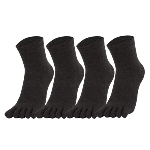 Warm-Han Herren Zehensocken Baumwolle Männer Fünf Finger Socken Midi Alltagssocken Essential Anthrazit x 4 Gr. 44-46 von Warm-Han