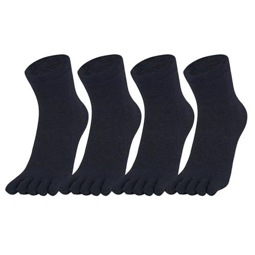 Warm-Han Herren Zehensocken Baumwolle Männer Fünf Finger Socken Midi Alltagssocken Essential Navy Dunkel x 4 Gr. 39-43 von Warm-Han