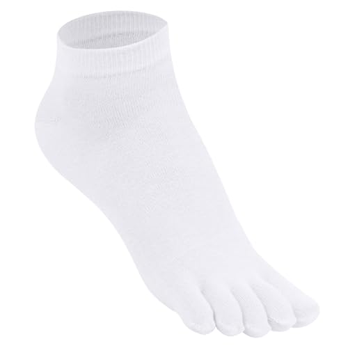 Warm-Han Zehensocken Damen EU39-42 99% Baumwolle Sneaker Kurzer Schaft knöchelhohe Zehenstrümpfe Fünf Finger Socken F907 1 Paar Weiß von Warm-Han