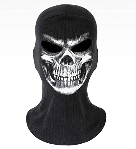 WarmHeartting Sturmhauben für Herren Damen, Gesichtshaube, Skimaske, Hals Gaiter, UV-Schutz, Motorrad- und Fahrrad-Gesichtsmaske, Skelett Totenkopf Geist Druck von WarmHeartting