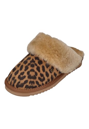 Warmbat Damenschuhe Hausschuhe COLLIE PRINT PANTHER chestnut, Größe:41 EU von Warmbat