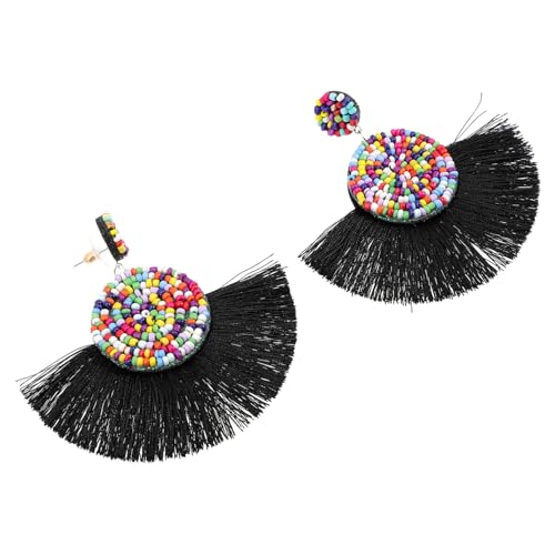 Warmhm 1 Paar Boho Quasten Ohrringe Perlen für Frauen Vintage Hängend Leichte Statement Ohrringe für Kostüme und Besondere Anlässe Schwarze Farbe als Warmhm 1 Paar Boho Quasten Ohrringe Perlen für Frauen Vintage Hängend Leichte Statement Ohrringe für Kostüme und Besondere Anlässe Schwarze Farbe als von Warmhm