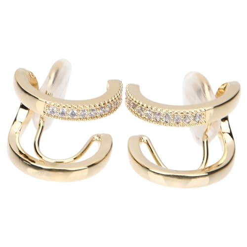 Warmhm 1 Paar C Form Ohrclips für Damen Gold Doppellagig Ohrmanschetten für Partys Hochzeiten und Anlässe Einfache Handhabung und Angenehmes Tragegefühl Hypoallergen und Hautfreundlich von Warmhm