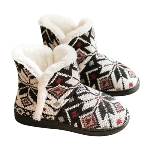 Warmhm 1 Paar Damen Hausschuhe Winter mit Rutsch Sohle Warme Bequeme Baumwoll Pantoffeln für Drinnen Robustes Design und Atmungsaktives Material für Kalte von Warmhm