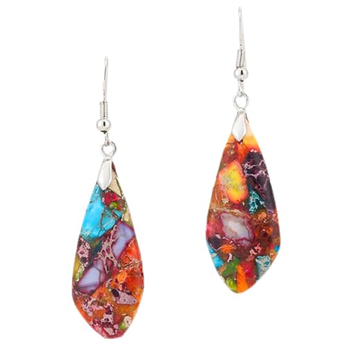 Warmhm Bunte Tropfenstein Ohrringe Damen Böhmische Ohrhänger Hängende Ohrringe für Frauen Statement für Party und Freizeit von Warmhm