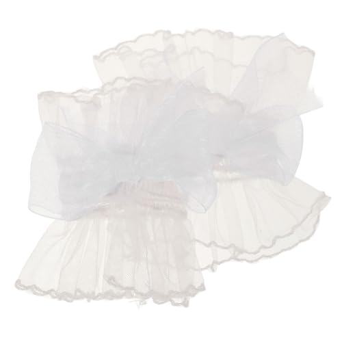 Warmhm Fingerlose Spitzenhandschuhe für Frauen Kurze Tüll Handgelenksmanschetten mit Schleifendetail Elastische Manschetten für Hochzeiten und Kostümpartys von Warmhm