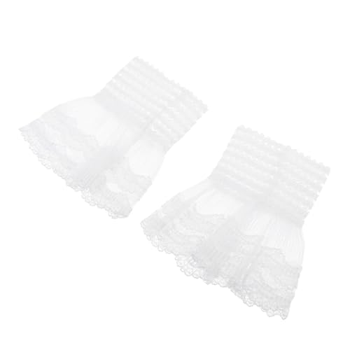 Warmhm 1 Paar Lace Manschetten für Damen Abnehmbare Spitzenärmel Eleganter Handgelenkschmuck für Historische Kostüme und Festliche Anlässe Weiß von Warmhm