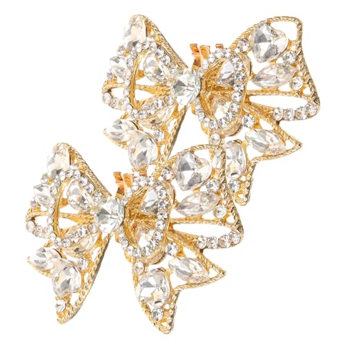 Warmhm 1 Paar Rhinestone Schuhschnallen mit Bow Design Abnehmbare Schuhclips für Hochzeitschuhe Schuhschmuck Accessoires für Damen Dekorative Schuhschnallen Legierung und Strass von Warmhm