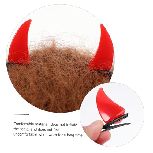 Warmhm 1 Paar Teufelshorn Haarnadel Haarschmuck Für Frauen Teufelshörner Aus Strass Haarnadeln Aus Hornohren Halloween-hörner Hörner Haarspange Clips Haarzubehör Rot Harz von Warmhm
