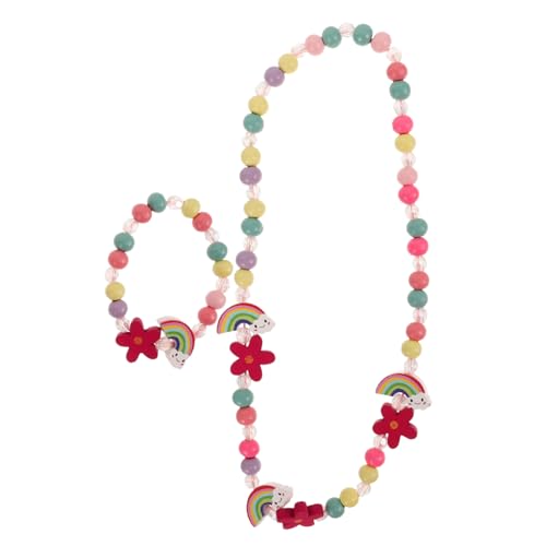 Warmhm Holz Perlen Halskette Und Armband Set Für Mädchen Regenbogen Schmuck Junge Mädchen Modeschmuck Geschenkidee von Warmhm