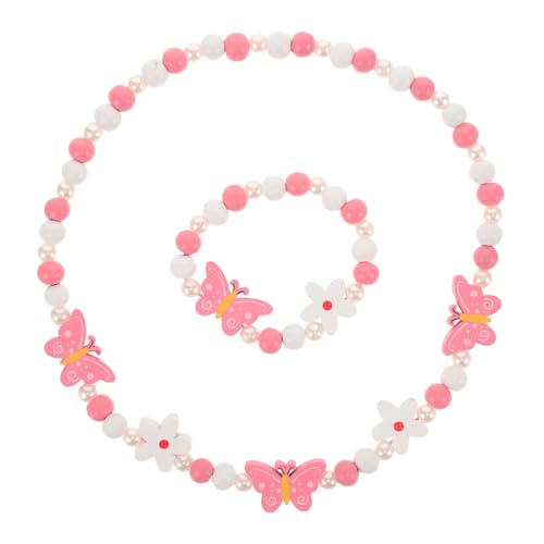 Warmhm 1 Satz Halskette und Armband Holzperlen Kreatives Kinderzubehör mit Schmetterling Geeignet für Geburtstagsfeiern und Alltag von Warmhm
