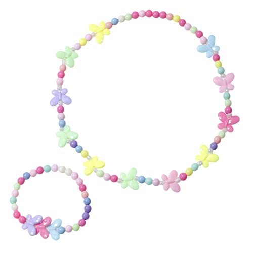 Warmhm 1 Satz Kinderschmuckset mit Schmetterlingen Halskette und Armband aus Acrylperlen für Accessoires für Rollenspiele und Geburtstagsfeiern von Warmhm