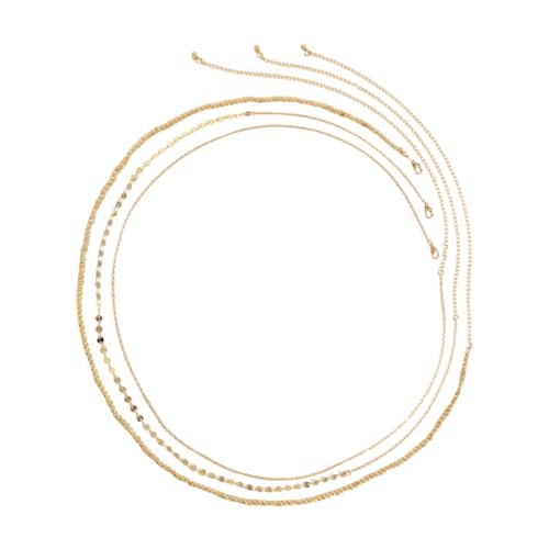 Warmhm 1 Satz Metallic Sequin Taillenkette für Damen Verstellbare Bauchkette für Partys Festivals und Freizeitmode Glänzende Bauchschmuck Kette Gold für Jeans Kleider und Bikinis von Warmhm