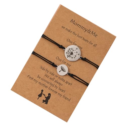 Warmhm 1 Satz Mutter Tochter Armband Verstellbares Dandelion Armband Passendes Handgefertigtes Schmuckstück für Muttertag für Mütter und Töchter von Warmhm