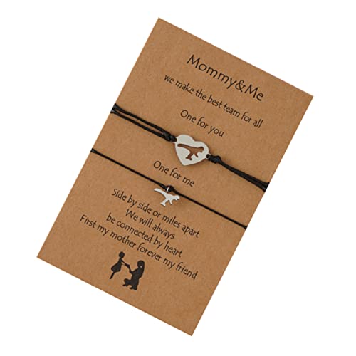Warmhm 1 Satz Passenden Armbändern für Mütter Schwarzem Handgewebtem Draht Dinosaurier Muttertag für Gemeinsame Anlässe von Warmhm