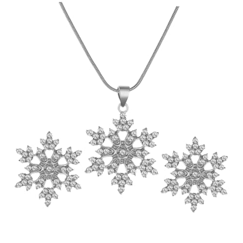 Warmhm 1 Satz Schneeflocken Halskette und Ohrringe mit Funkelnden Strasssteinen Stilvolles Accessoire für Besondere Anlässe und Partys von Warmhm