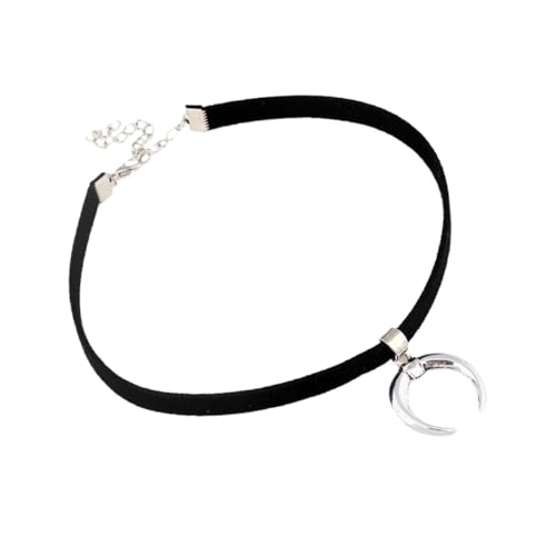 Warmhm Damen Choker Halskette mit Mond Anhänger Verstellbar Schwarz Schlüsselbeinschmuck für Partys und Alltag Warmhm Damen Choker Halskette mit Mond Anhänger Verstellbar Schwarz Schlüsselbeinschmuck für Partys und Alltag von Warmhm