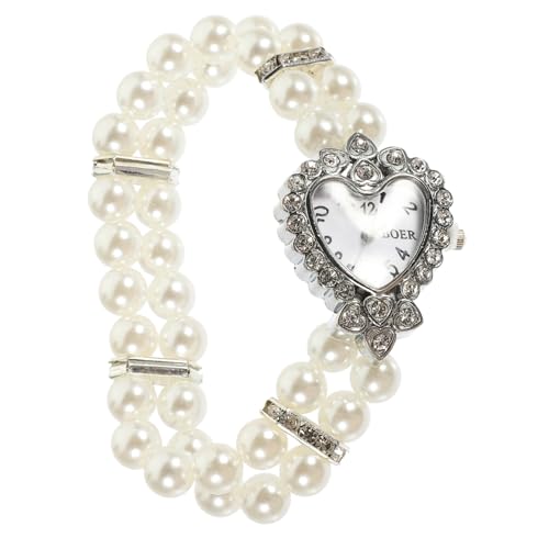 Warmhm 1 Stück Damen Perlenarmbanduhr Quarz Armbanduhr für Frauen Stilvolles Design Langlebig und für Alltag und Besondere Anlässe von Warmhm