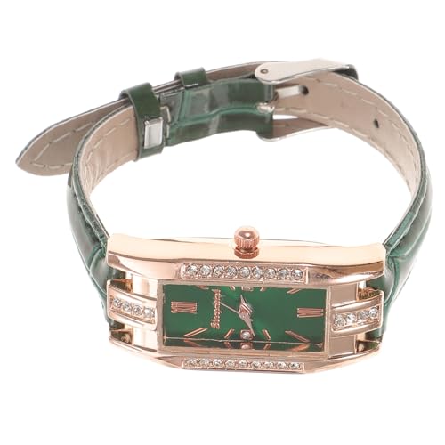 Warmhm 1 Stück Damen Quarzuhr mit Grünem Armband Armbanduhr mit Römischen Ziffern für Anlässe Leicht Verstellbar und zu Tragen von Warmhm