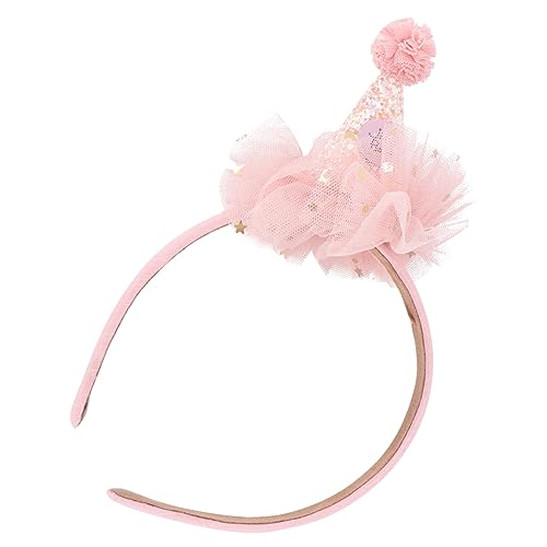 Warmhm 1 Stück Geburtstagshut Mit Stirnband Kopfschmuck Haarreifen Geburtstag Kopfbedeckung Geburtstags-stirnband- Haarverschluss Geburtstag Haare Party -requisiten Rosa Stoff von Warmhm