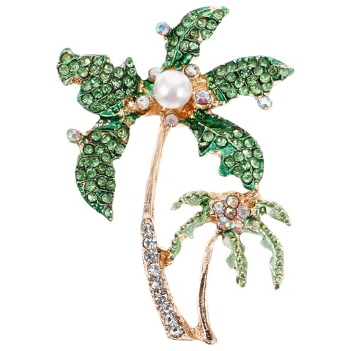 Warmhm 1 Stück Glänzende Kokosnussbaum Brosche mit Strass für Frauen und Mädchen Modisches Accessoire Legierung für Hochzeit Geburtstagsfeiern und Besondere Anlässe von Warmhm