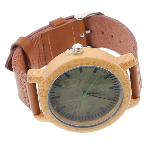 Warmhm 1 Stück Herren Holzarmbanduhr mit Echtem Lederband Vintage Uhr mit Verawood Oberfläche Leicht und für von Warmhm