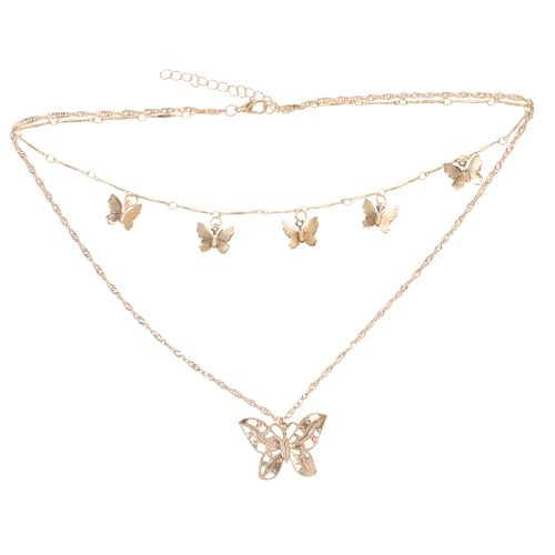 Warmhm 1 Stück Irreguläres Metall Pendant mit Mehrschichtiger Halskette für Damen Schmuck für Strandpartys Abschlussfeiern und Besondere Anlässe Gold von Warmhm