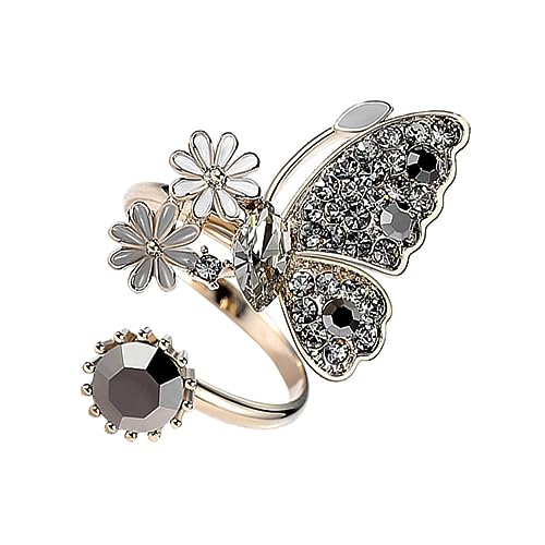 Warmhm 1 Stück Kaffee Goldfarbener Butterfly Ring für Damen Verstellbarer Offener Finger Ring Eleganter Schmuck für Geburtstag und Hochwertiges Design Langlebigem von Warmhm