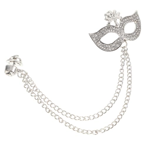 Warmhm 1 Stück Kette Maskenbrosche mit Design Anstecknadel für Damen Vielseitig Kombinierbar für Kleidung und Accessoires Schickes Outfit Highlight Silberne Brosche mit Kettenverzierung von Warmhm
