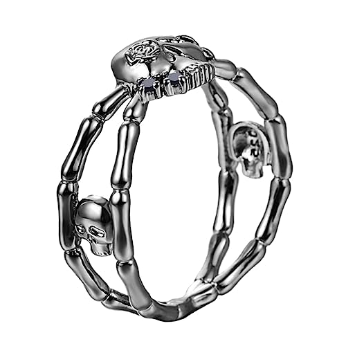Warmhm 1 Stück Skull Ring für Herren und Damen Kreatives Design Einzigartiger Schmuck für Festivals Partys und Alltag als oder Kostümaccessoire Schwarzes Modell Warmhm 1 Stück Skull Ring für Herren und Damen Kreatives Design Einzigartiger Schmuck für Festivals Partys und Alltag als oder Kostümaccessoire Schwarzes Modell von Warmhm