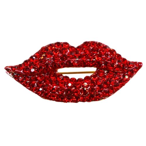 Warmhm 1 Stück Stylische Lippenbrosche mit Strass Kreative Anstecknadel für Kleidung Perfektes Accessoire für Partys und Alltagsoutfits für Jacken Kleider Schals und Hüte von Warmhm