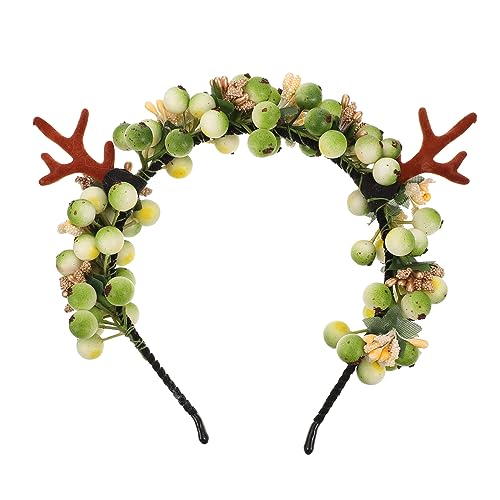 Warmhm 1 Stück Weihnachts Haarband mit Hirschgeweih und Beeren Leichtes Haltbares Accessoire für Festliche Anlässe und Weihnachtsfeiern von Warmhm