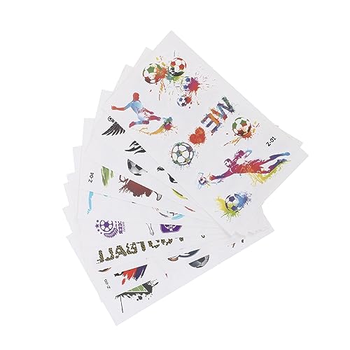 Warmhm 10 Blätter Fußball Temporäre Tattoos für Kinder Abnehmbare Körper Tattoos für Fußball Party Realistische für Kinder Dekorative Einfache Anwendung und Entfernung von Warmhm