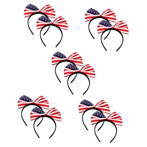 Warmhm 10 Stck. Of July Haarband mit Us Flaggen Bow Leichtes Flexibles Stirnband für Damen und Herren Patriotischer Haarschmuck für Independence Day Party und Festlichkeiten von Warmhm