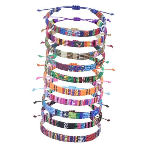 Warmhm 10 Stück Ethnische Handgefertigte Armbänder Geflochtenem Stoff Boho Stil für Damen für Sommer Strand und Outdoor Aktivitäten Verstellbar und Langlebig von Warmhm