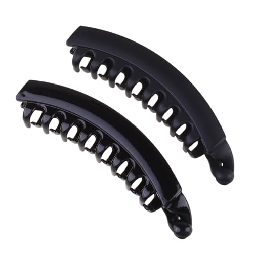 Warmhm 10 Stück Bananen Haarspangen Große Gezahnte Haarklammern Schwarz für Damen für Yoga und Partys von Warmhm