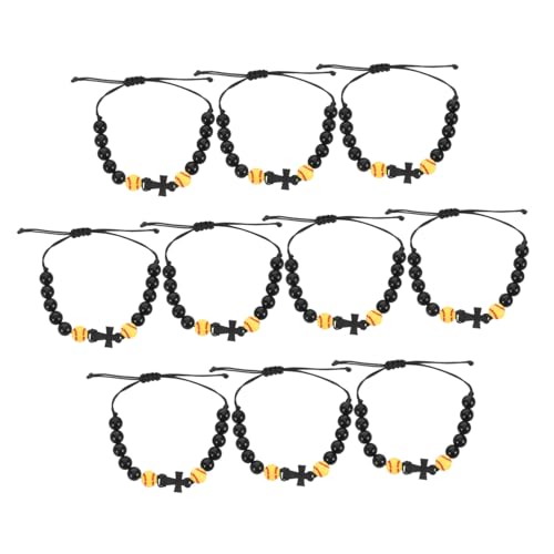 Warmhm 10stücke Softball-anhänger Mit Holzperlen Und Kreuz Für Mädchen Baseball-armband Mit Perlen Für Teams Sportarmband Aus Holz Für Jugendliche Und Erwachsene von Warmhm