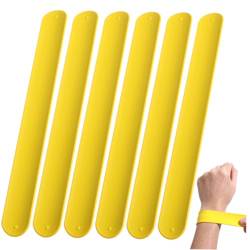 Warmhm 10stücke Pack Silikon-slap-armbänder Für Junge Mädchen Jungen Und Mädchen Aufsteckarmbänder Partygeschenke Gelb von Warmhm