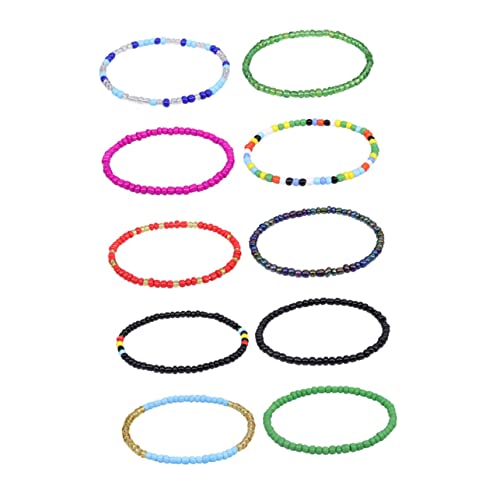 Warmhm 10 Stück Teiliges Boho Perlen Fußkettchen Bunte Sommer Fußkette für Damen Verstellbare Knöchelketten Glasperlen für Strand und Freizeit von Warmhm