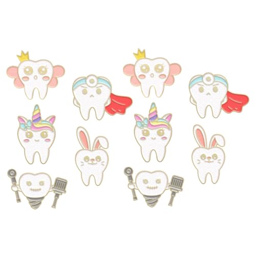 Warmhm 10 Stück Teiliges Metall Anstecknadeln Cartoon Zahn Form Broschen Niedliche Pins für Kleidung Schals und Rucksäcke Kreative Leichte Mode Accessoires für Alltag und Besondere von Warmhm