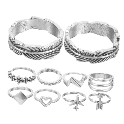 Warmhm 10 Teiliges Metall fingerringe mit Kreativen Geometrischen Designs Leicht und Langlebig Modische Dekorative Ringe für Damen für Partys Festivals und Alltag von Warmhm