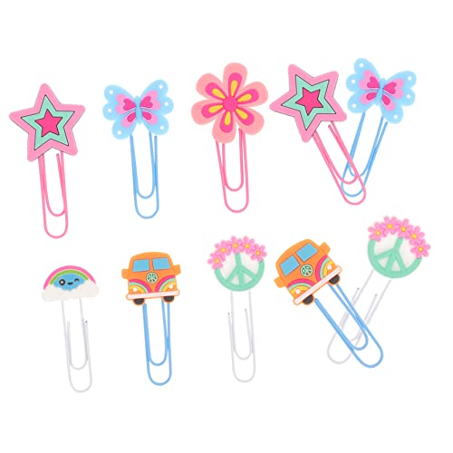 Warmhm 10stücke Retro-hippie-lesezeichen Aktenklammern Kleine Dokumentenklammern Für Bürobedarf Mehrzweck-büroklammern in Einzigartiger Form Starke Klemmkraft Und Hohe Haltbarkeit von Warmhm