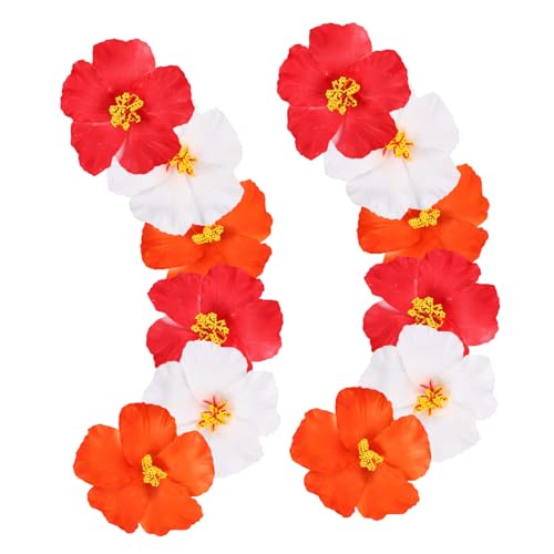 Warmhm 12 Stück Teiliges Boho Plumeria Hibiskus Haarspangen Leichte Tropische Blüten Accessoires Handgefertigt Süßes Design für Strandurlaub Hochzeit Party Sommerliche Damen Haarclips von Warmhm