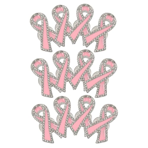 Warmhm 12 Stück Teiliges Brustkrebs Hoffnungsbroschen mit Roten Schleifen Metall Anstecknadeln für Damen Langlebige Kleidungspins für Anzüge Schals Taschen zur Bewusstseinsförderung von Warmhm