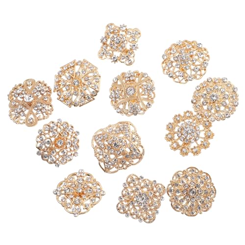 Warmhm 12 Stück Teiliges Klare Strass Broschen Legiertem Material Diamantförmige Anstecknadeln für Brautsträuße Dekorative Hochzeitsschmuck Boutonniere Goldfarben Vielseitig von Warmhm