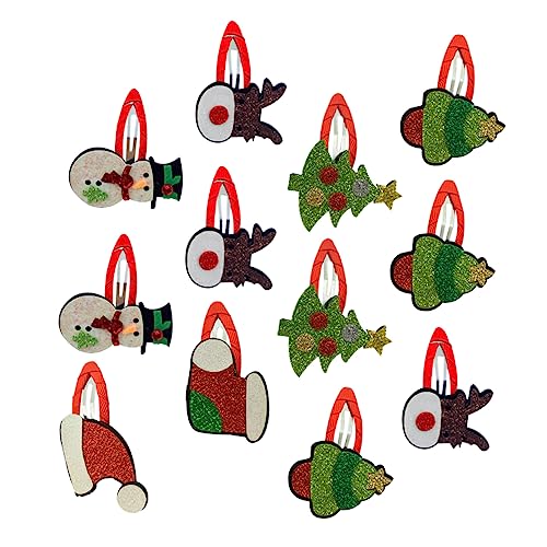 Warmhm 12 Stück Weihnachts Haarspangen Niedliche Schneemann und Rentier Designs Strapazierfähige Haarklammern für Mädchen Haarschmuck für Festlichkeiten und Feiern von Warmhm