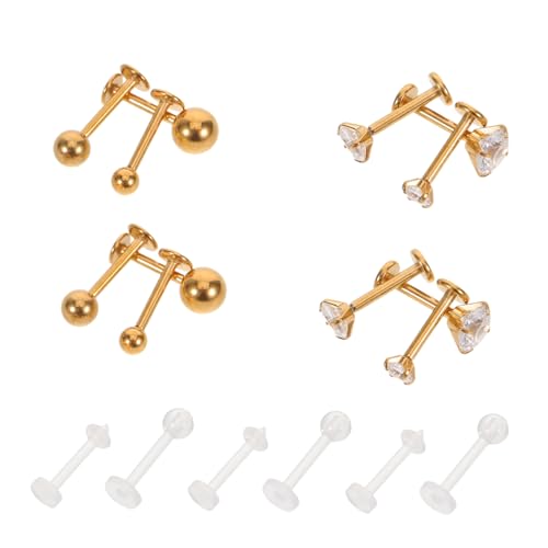Warmhm 18 Stück Edelstahl Lippenpiercing Teilig mit Funkelnden Labret Ohrstecker Flach Bequeme Rostfrei für Helix Tragus Cartilage Piercing Damen und Herren von Warmhm